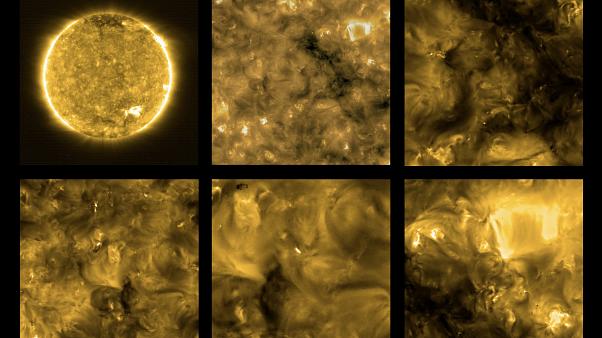 Images of the sun as taken by the Solar orbiter and released by the ESA.