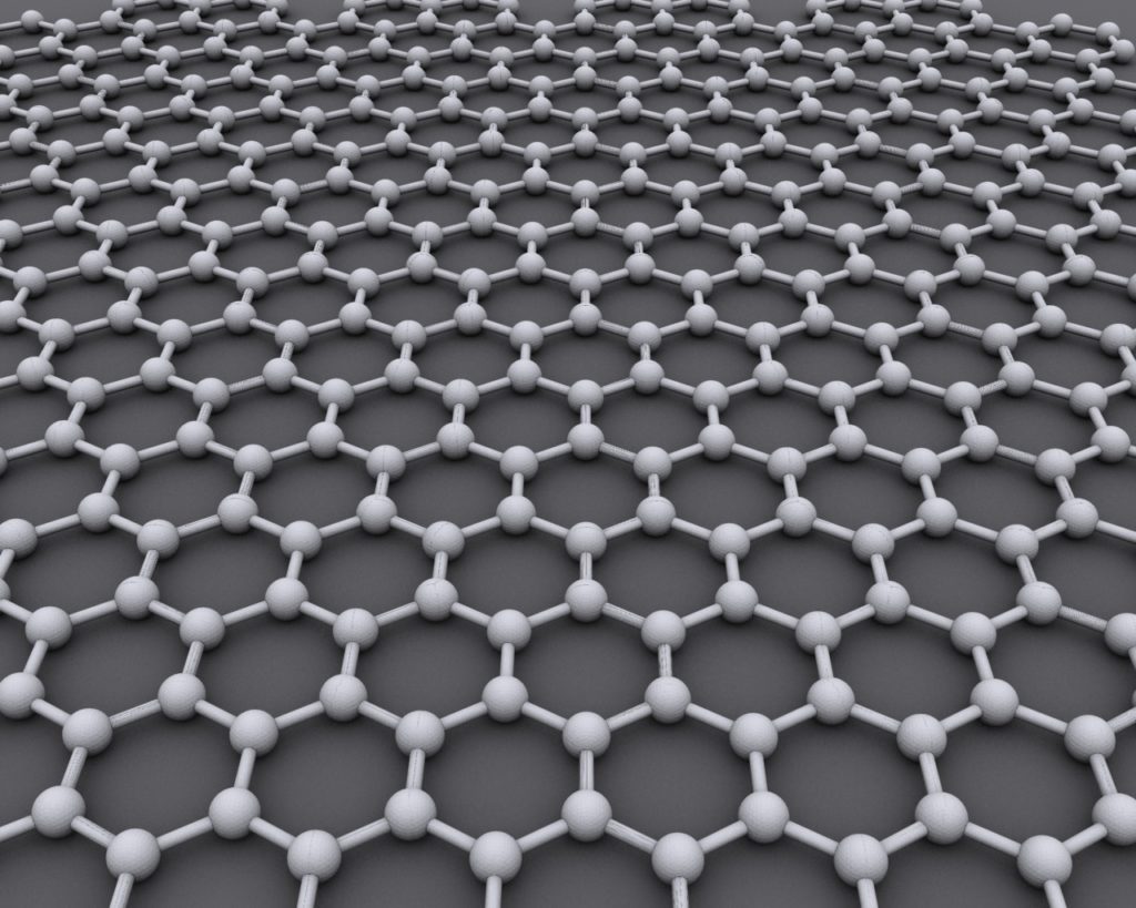 Graphene is just Carbon atoms arranged in a hexagonal manner.