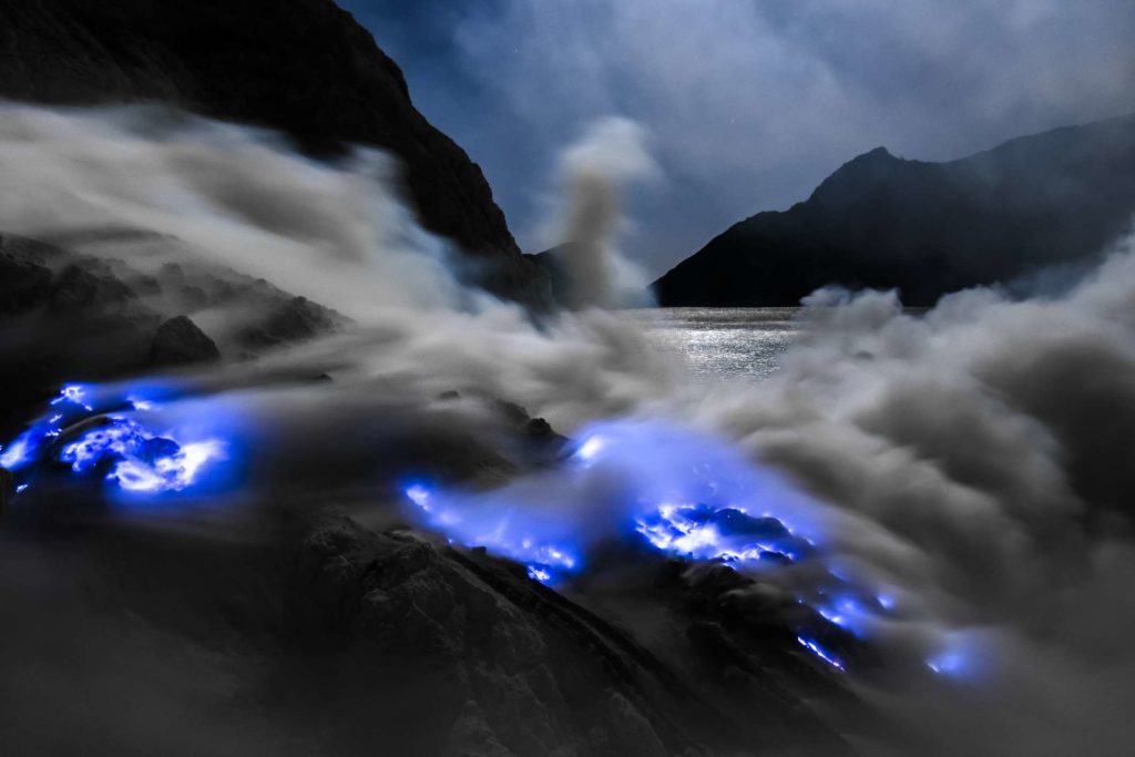 volcano blue flame