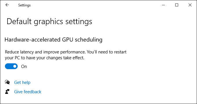 Hardware accelerated GPU scheduling