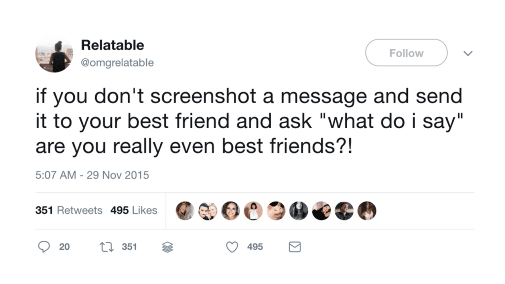 Friendship relatable tweets
