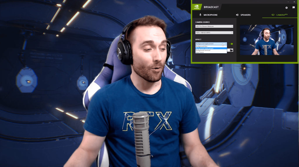 NVIDIA RTX Broadcast Camera background replacement
