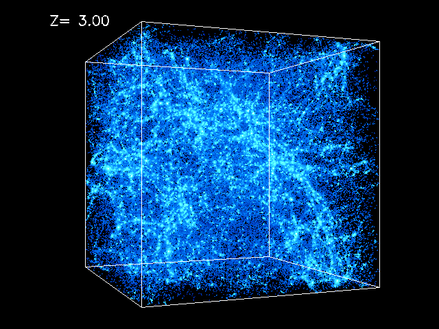 Formation of large scale structures in the Universe. Image Source: University of Chicago