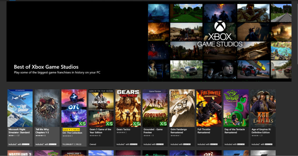 Xbox Game Studios on Microsoft Store PC
