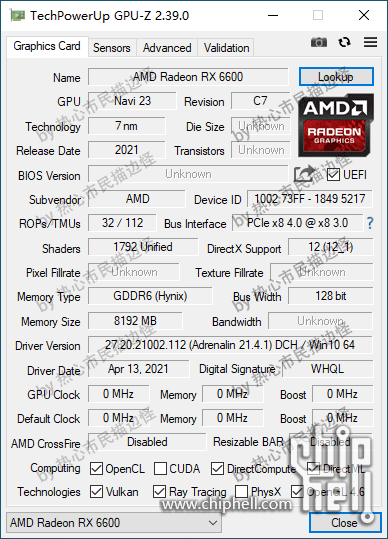 AMD Radeon RX 6600 GPU-Z Specs Leaked