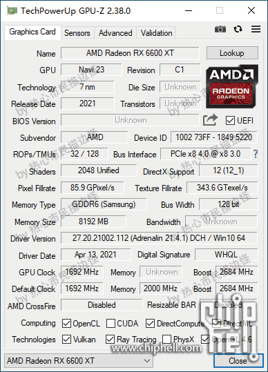 AMD Radeon RX 6600 XT GPU-Z Specs Leaked